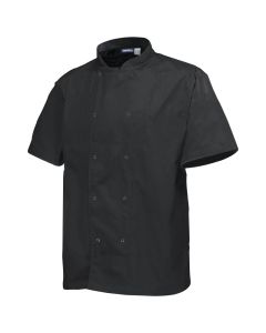 CHEF JACKET BASIC STUD BLACK SHORT SLEEVE MEDIUM