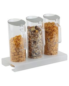 4 PIECE CEREAL BAR 1 STAND & 3 PITCHERS