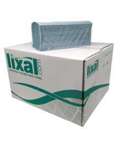 LIXAL BLUE 1PLY UNI FOLD HAND TOWEL 3600 PER CASE 245x210mm