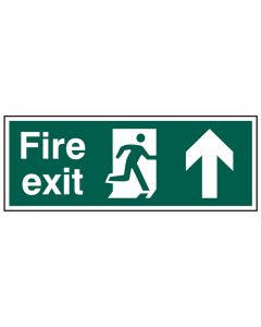 Fire Exit Up Arrow Rigid PVC Sign Green (Pack/5)