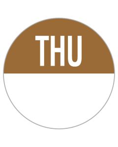 Removable 19mm Day Dot Labels Thursday/Brown (Roll/1,000)