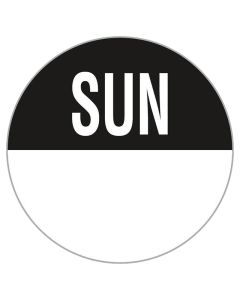 Removable 19mm Day Dot Labels Sunday/Black (Roll/1,000)