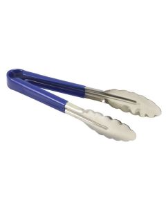 SERVING TONGS COLOUR CODED BLUE HANDLE 23CM
