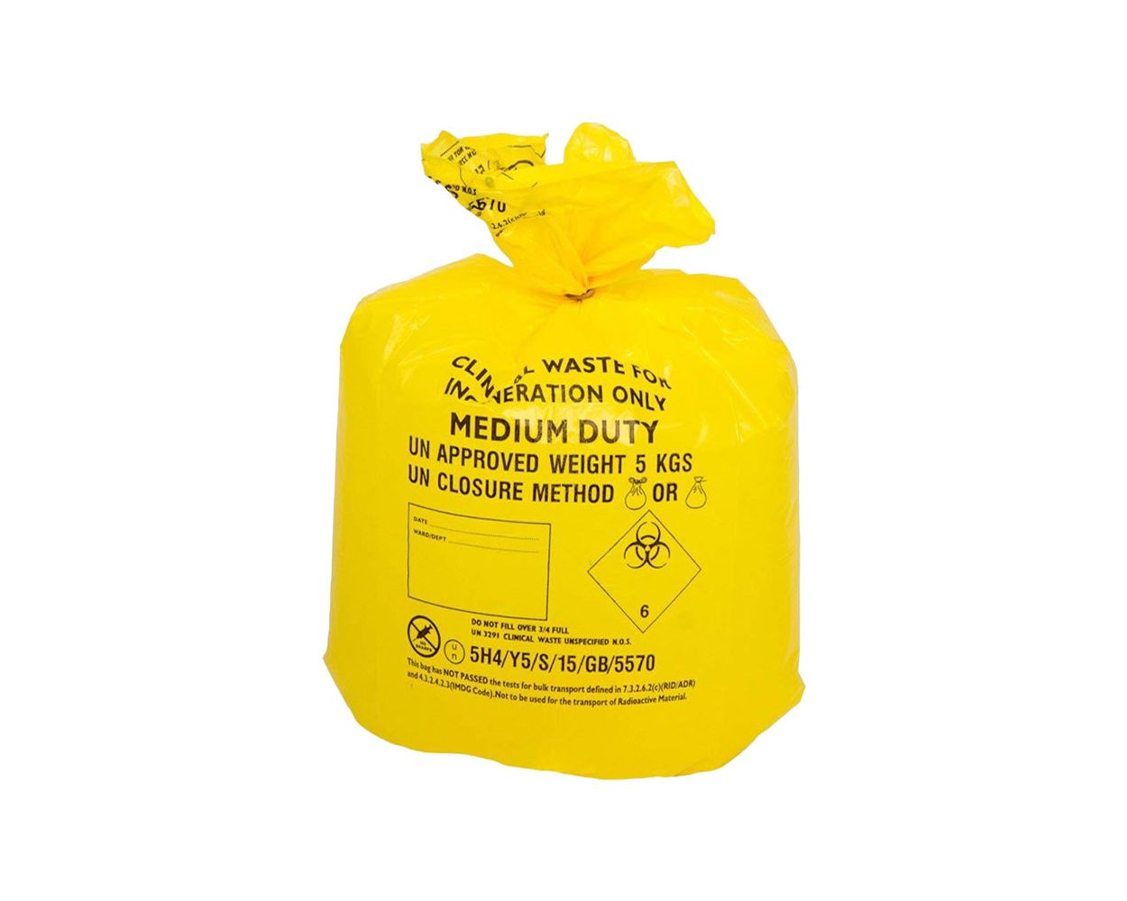 YELLOW CLINICAL WASTE BAG M/D 10RX50 24L 285X560X635 CX50/