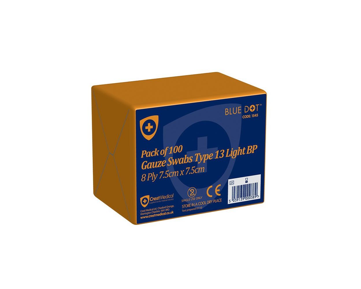 GAUZE SWABS 8PLY 7.5x7.5CM NON STERILE BOX X 100 (1545)