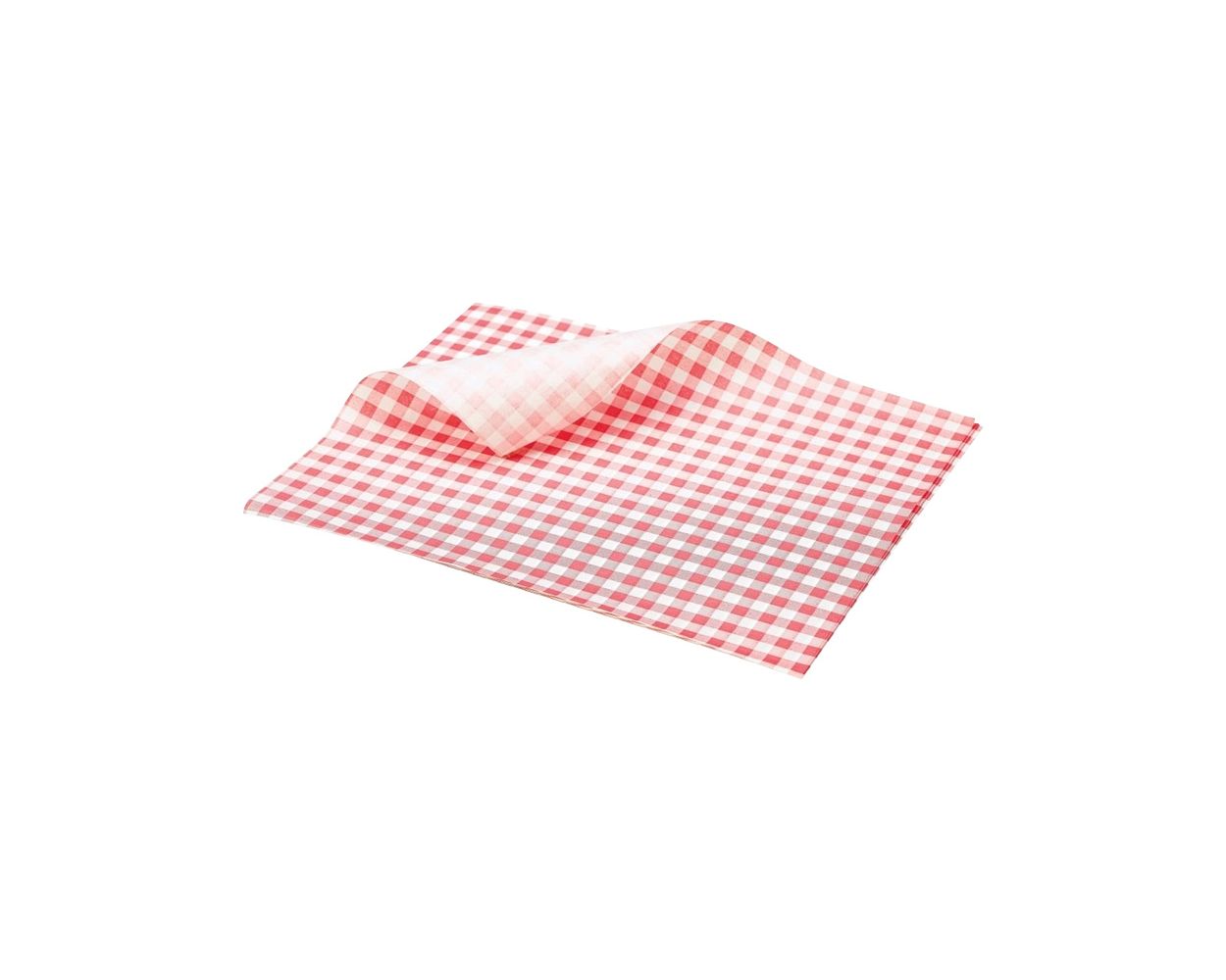 GINGHAM RED GREASEPROOF PAPER 25x20CM   PACK X 1000