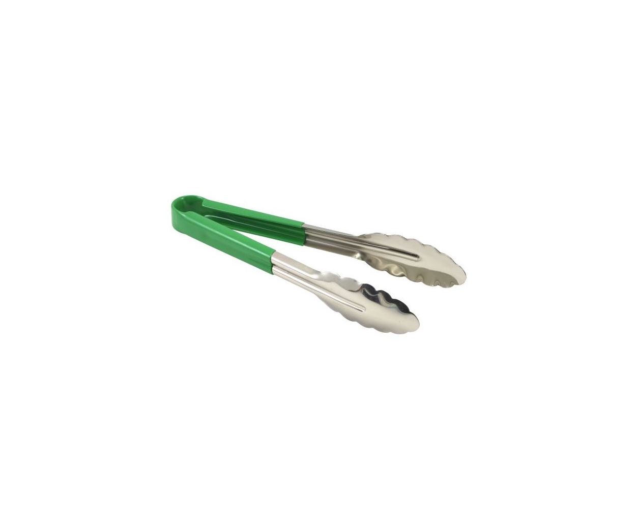 COLOUR CODED S/STEEL TONGS GREEN 23CM
