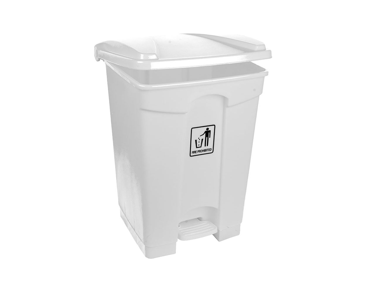 45LTR WHITE PEDAL BIN POLYPROYLENE