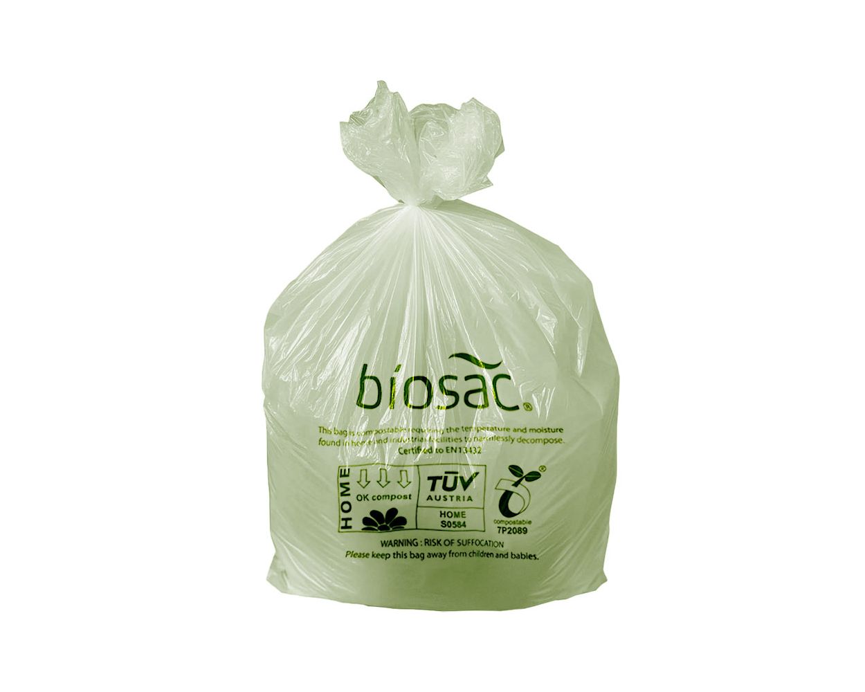 40L BIOSAC COMPOSTABLE SACKS GREEN TINT 610 X 780MM (x500)