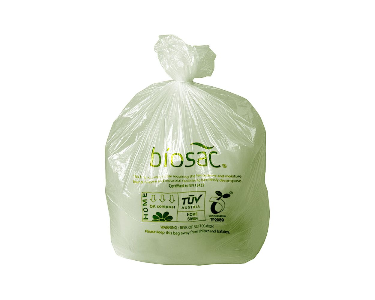 25L BIOSAC COMPOSTABLE SACKS GREEN TINT 600 X 600MM (x500)