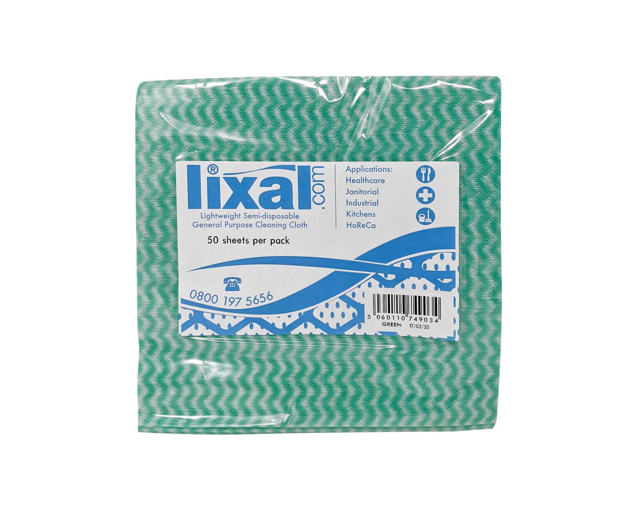 LIXAL COTTONETTE WIPE GREEN 43X35CM 700 WIPES PER BOX