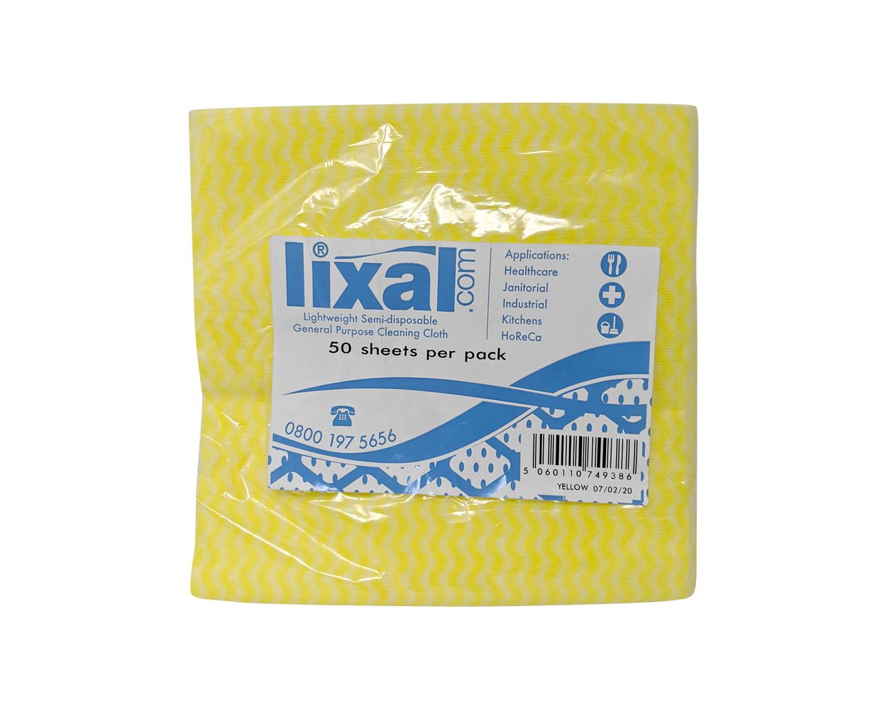 LIXAL COTTONETTE WIPE YELLOW 43X35CM 50 PER PACK