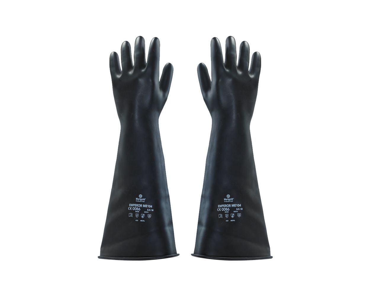 BLACK RUBBER 17" GAUNTLETS SIZE 10