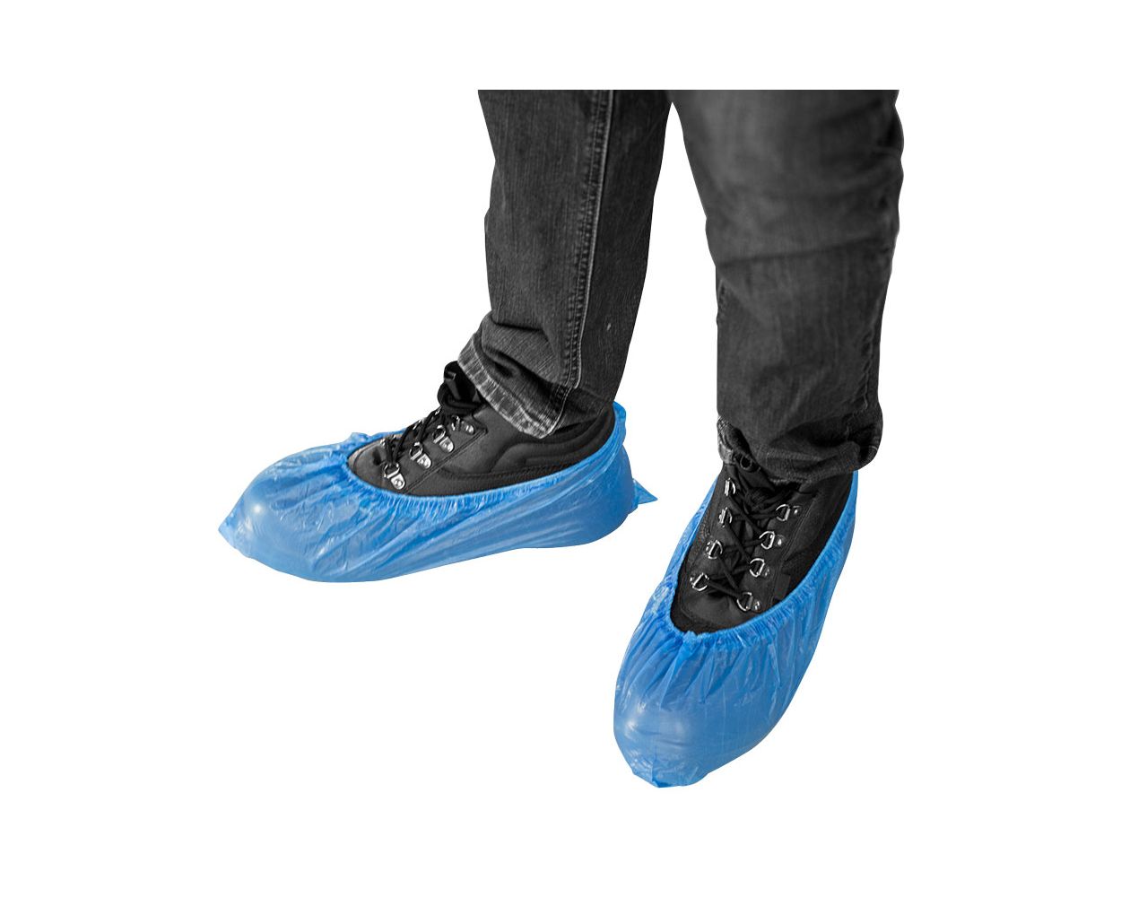 POLYTHENE SHOE COVERS - BLUE 2000 SINGLES PER CASE 14"
