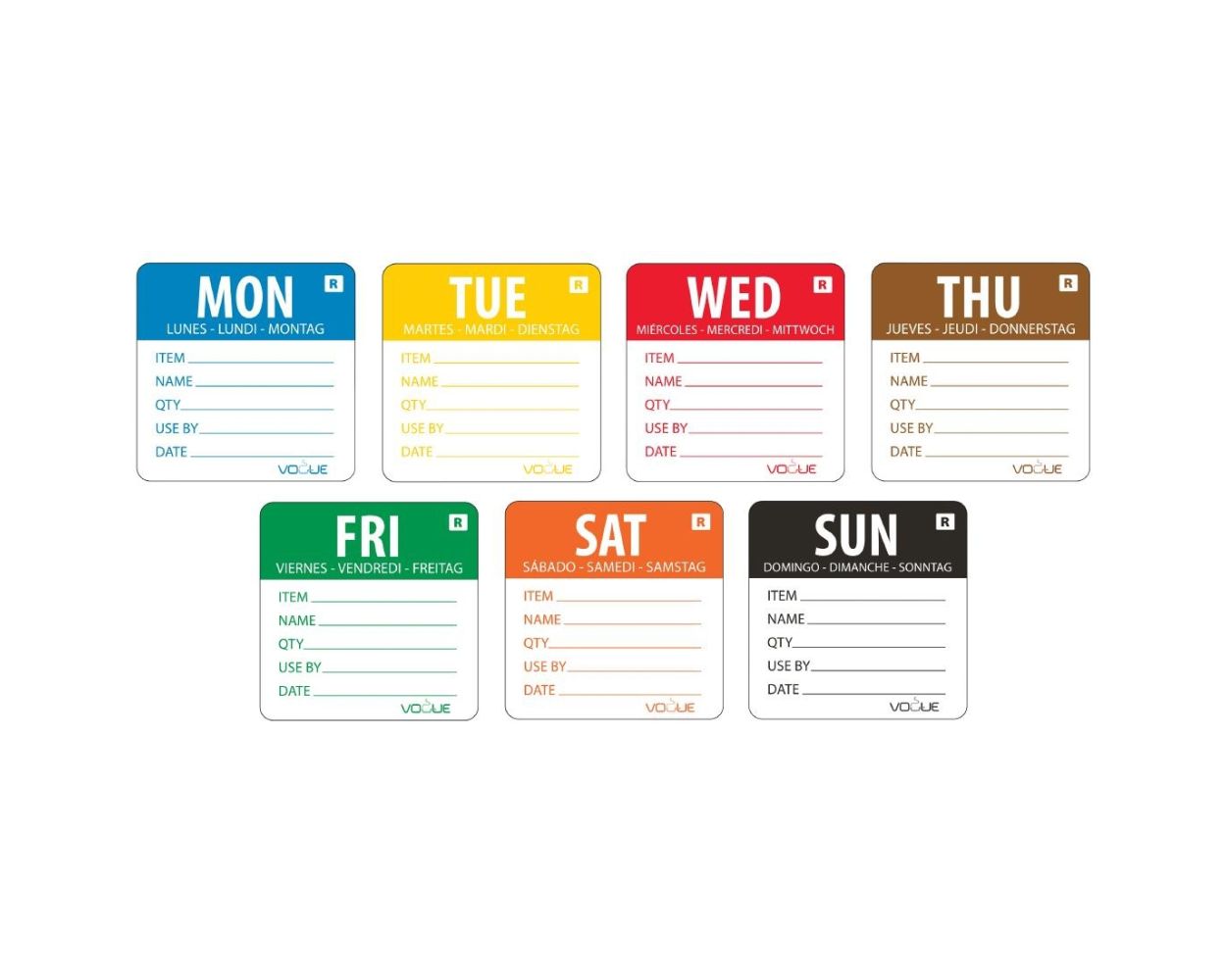DAY OF THE WEEK LABELS WEEK SET 500 P/ROLL LARGE DAY