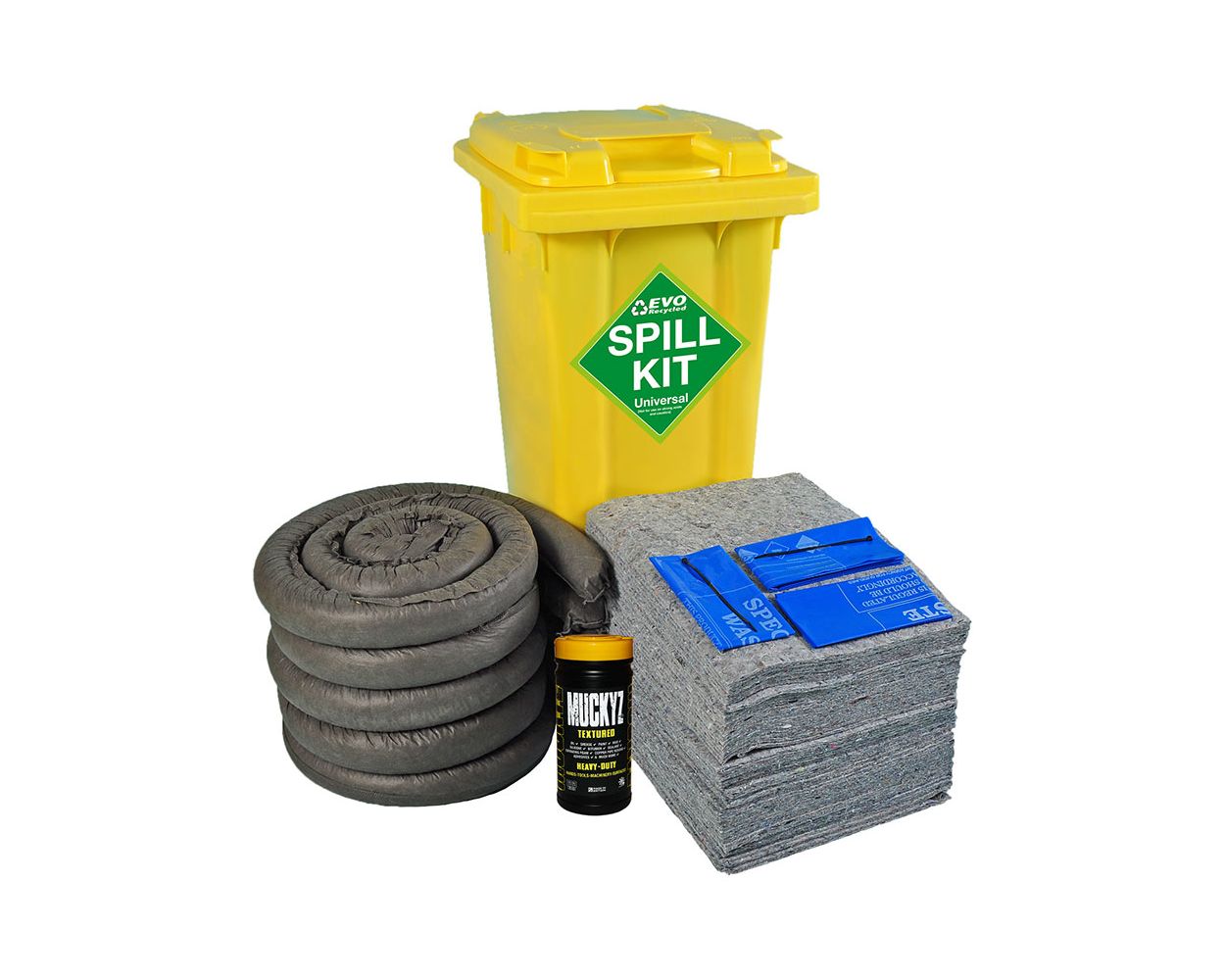 SK120 120L SPILL KIT WITH EVO ABSORBANTS IN WHEELED BIN