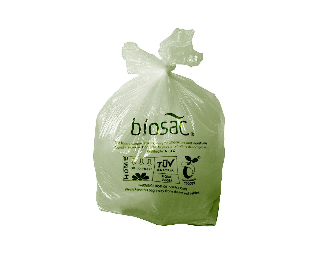 7L BIOSAC COMPOSTABLE SACKS GREEN TINT 250 X 400MM (x1040)