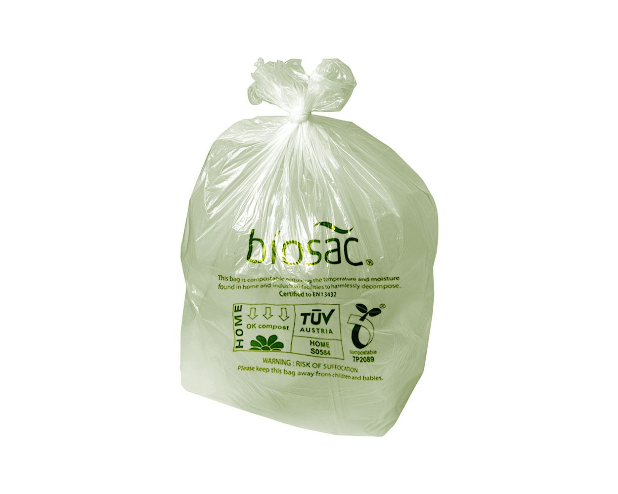 10L BIOSAC COMPOSTABLE SACKS GREEN TINT 430 X 470MM (x500)
