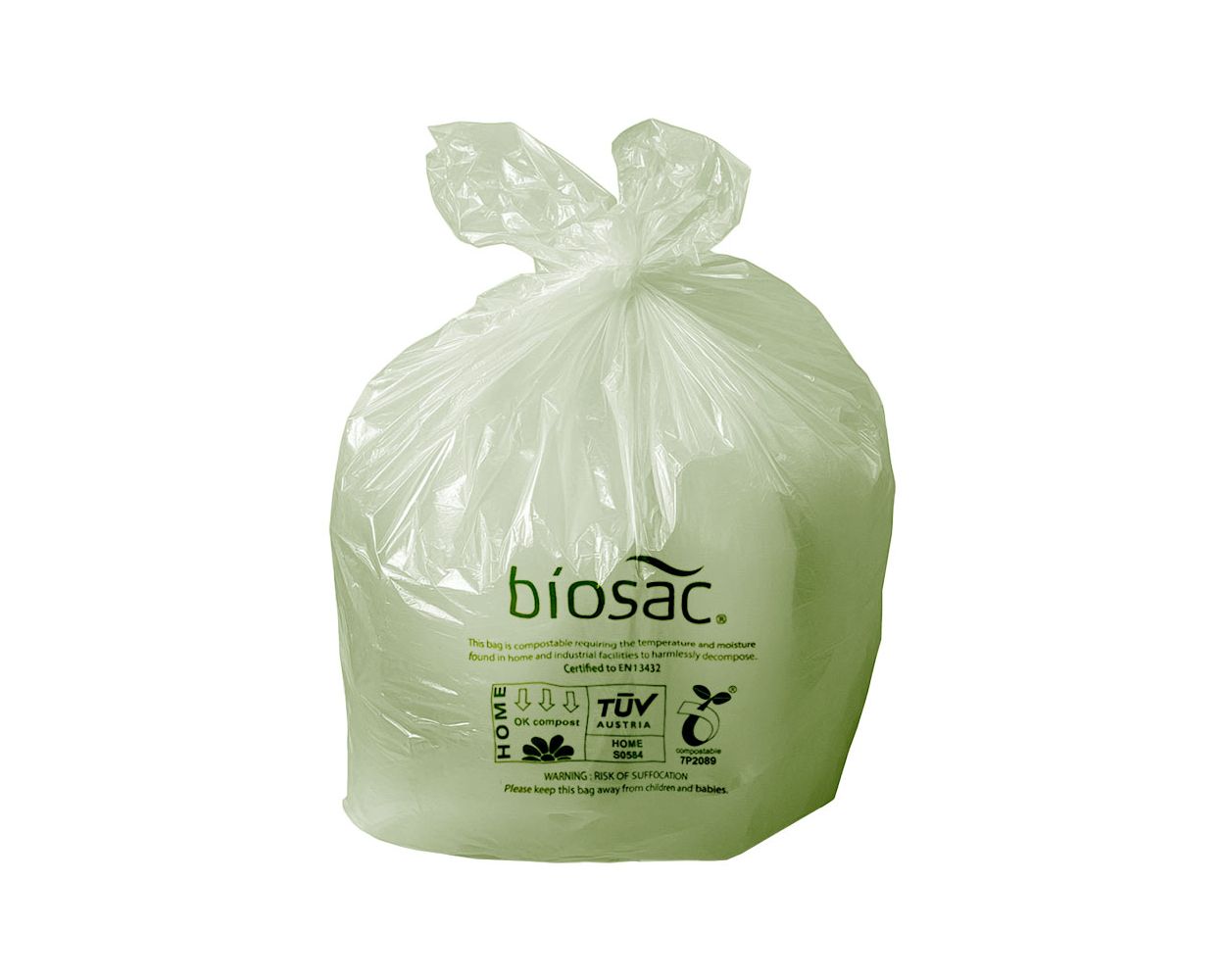 240L BIOSAC COMPOSTABLE SACKS GREEN TINT 1130 X 1390MM x100